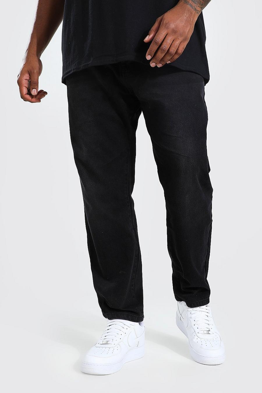 שחור דהוי ג'ינס מבד קשיח בגזרה צרה למידות גדולות