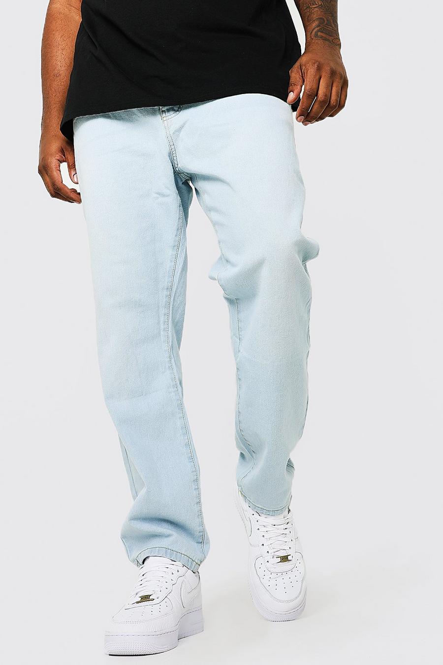 Plus Size Steife Slim Fit Jeans, Eisblau