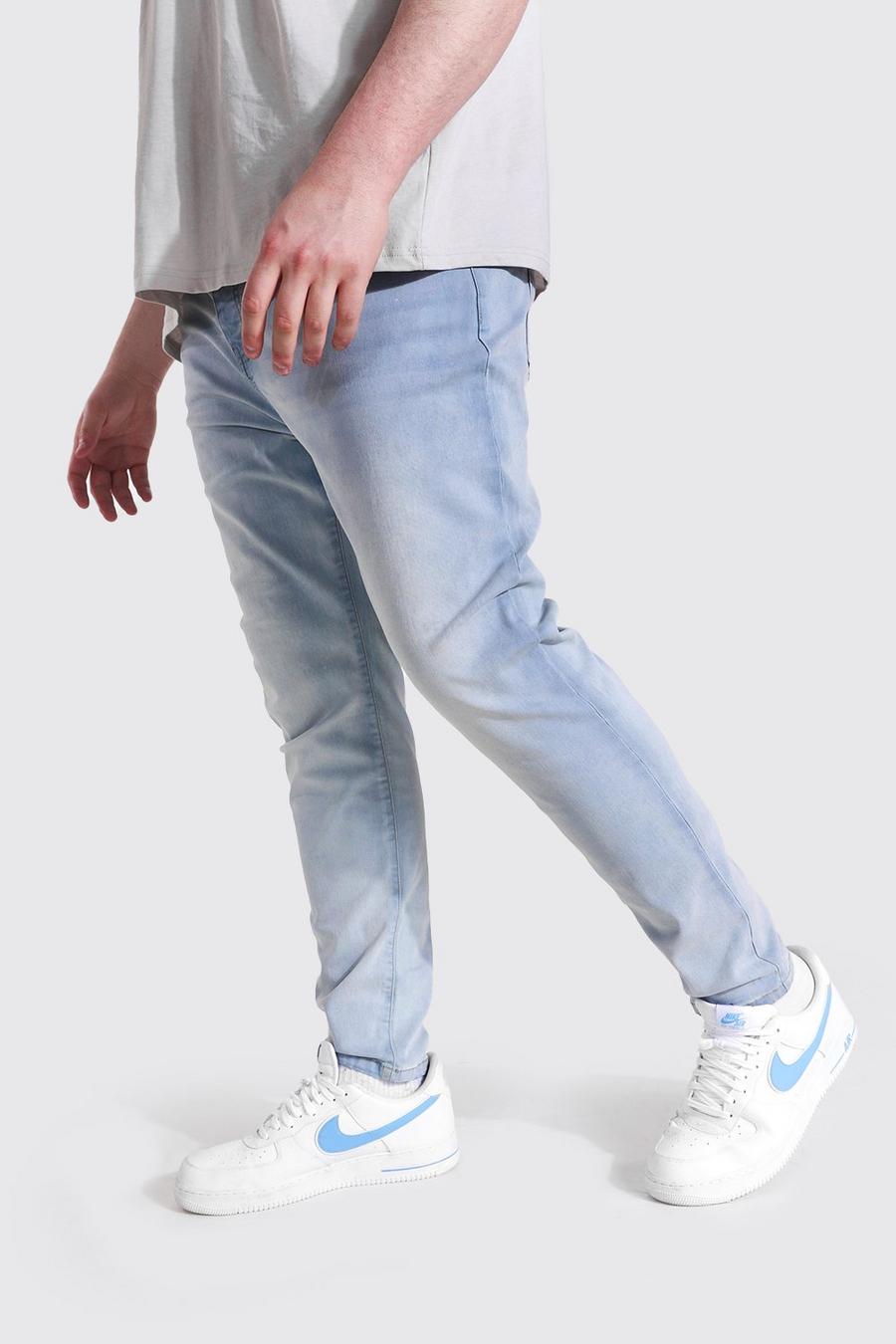 Jeans Plus Size Slim Fit in denim rigido, Blu ghiaccio image number 1