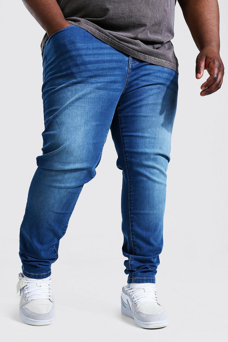 כחול ביניים ג'ינס סקיני נמתח למידות גדולות image number 1