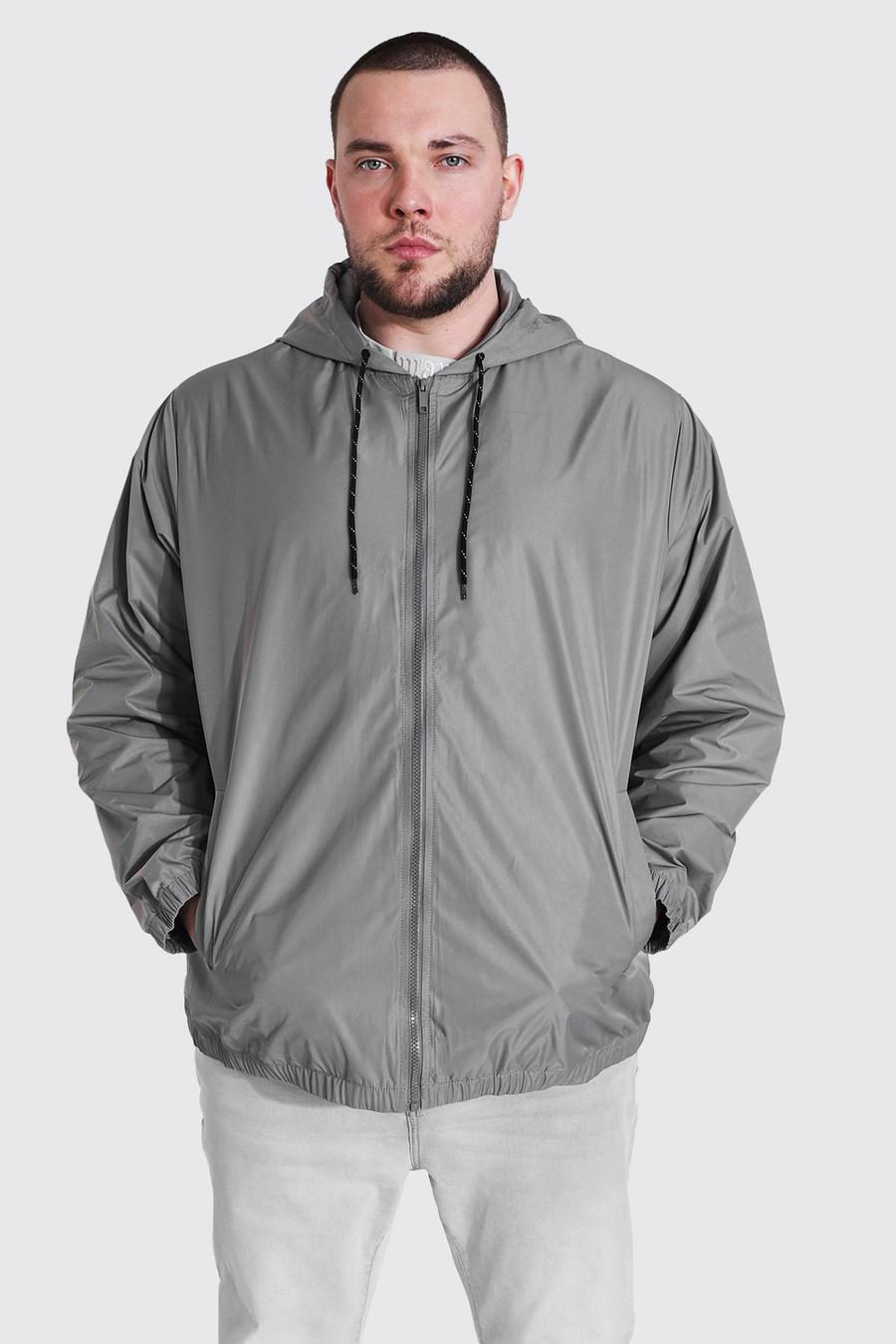 Charcoal Plus Size Zip Through Cagoule image number 1