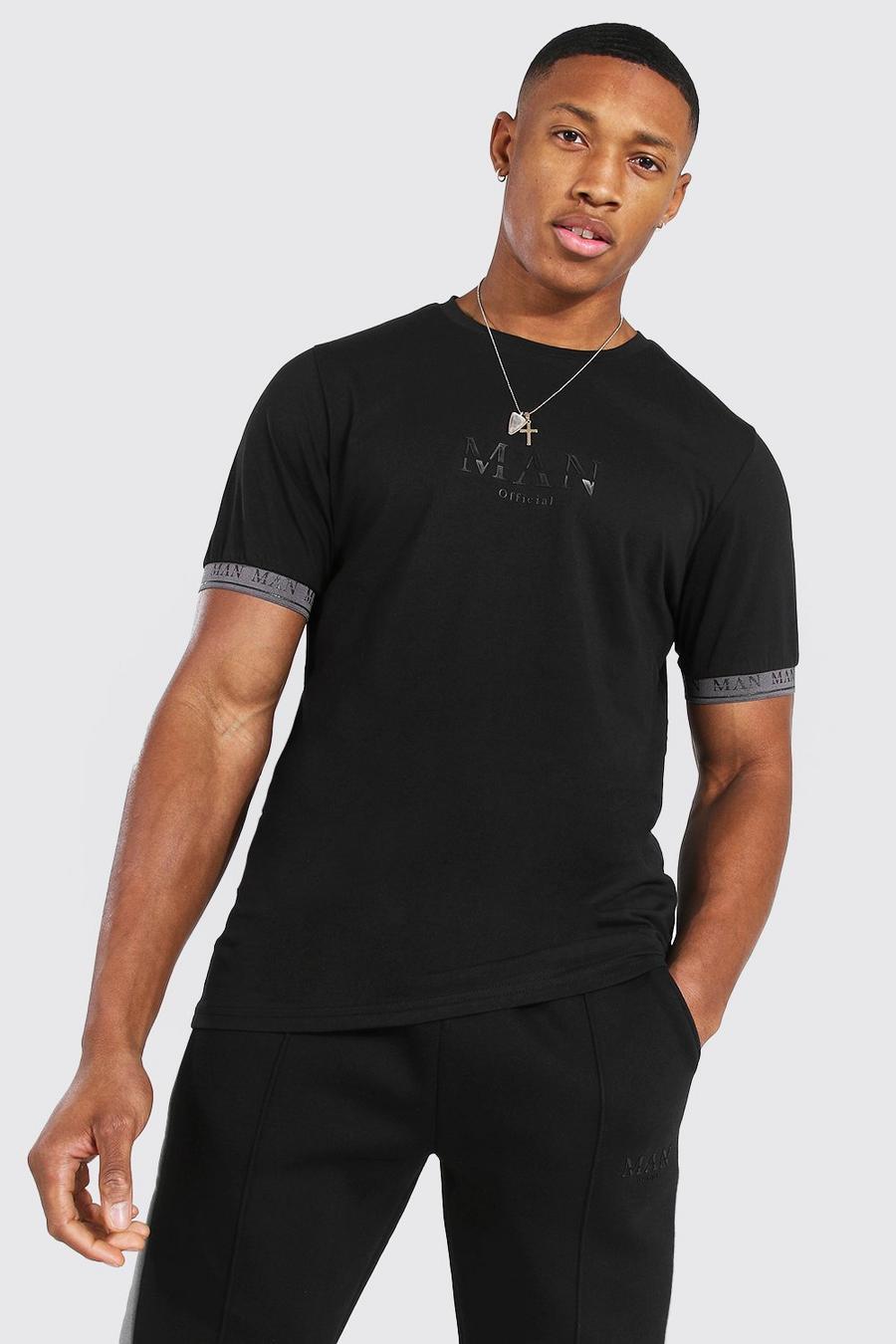 Black Man Roman Cuff Detail T-shirt Tracksuit image number 1
