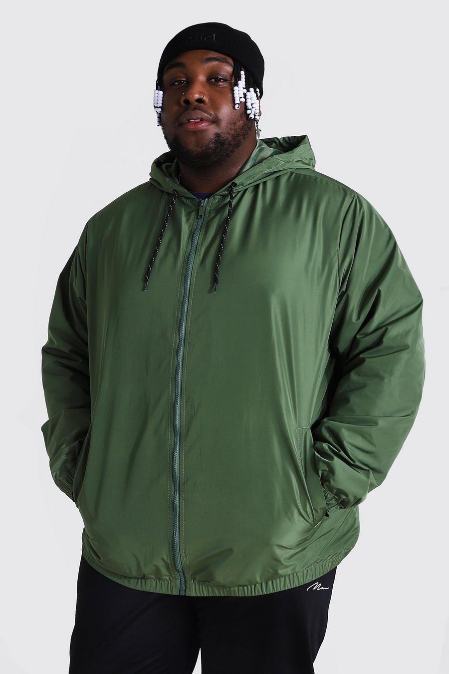 Khaki Plus Size Zip Through Cagoule image number 1