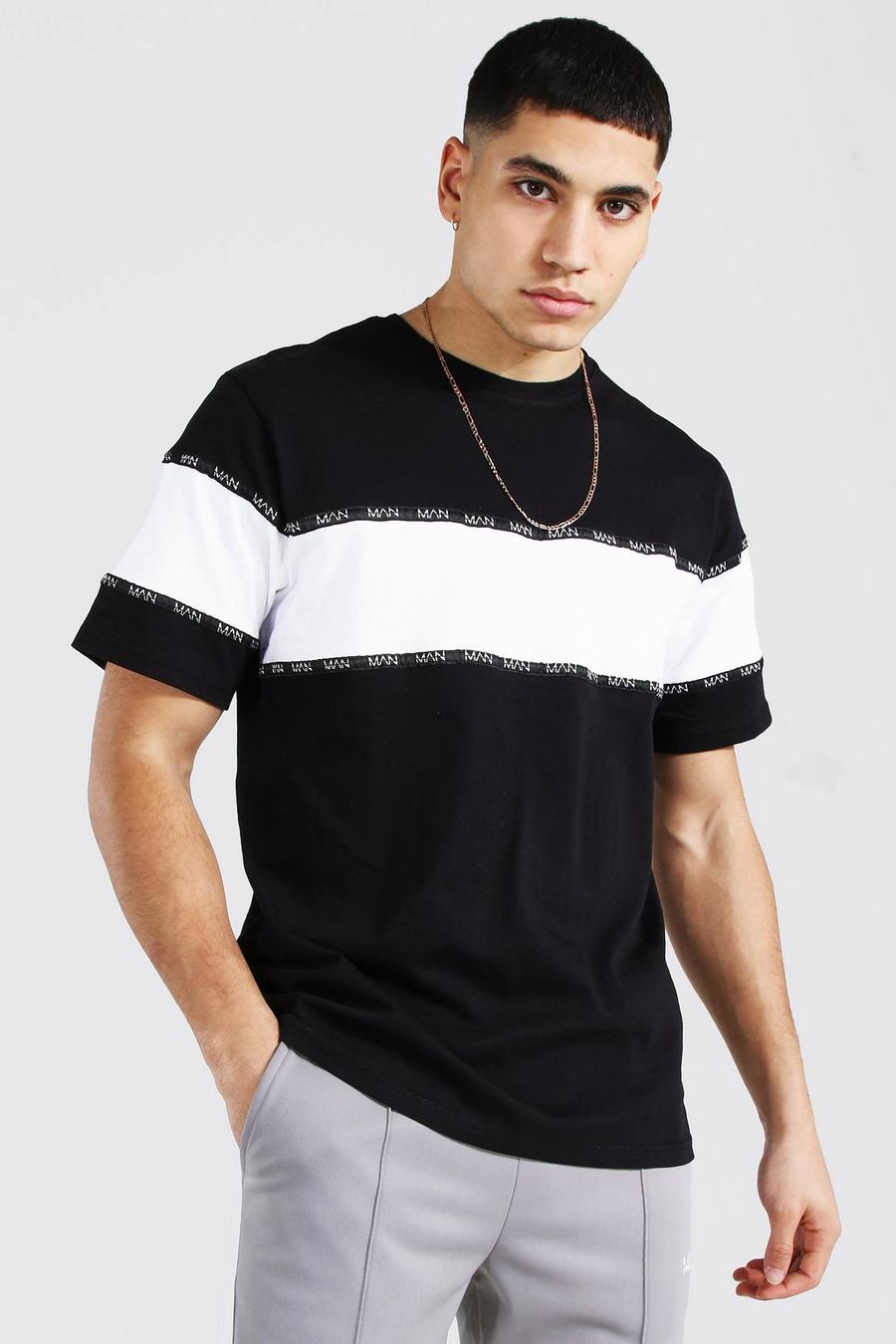 Black Original MAN T-shirt med blockfärger och kantband image number 1