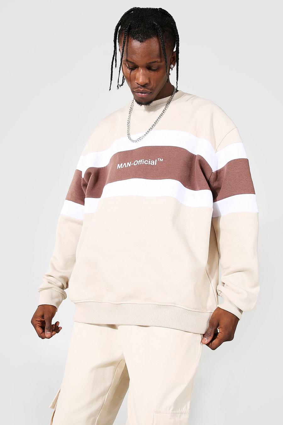 Ecru Official Oversize sweatshirt med blockfärger image number 1