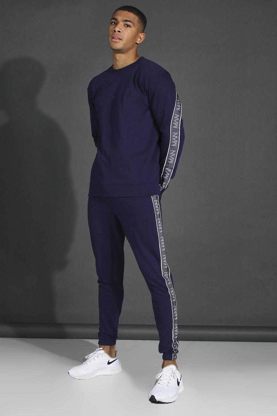 Navy Man Active Oversized Tape Sweater Tracksuit image number 1