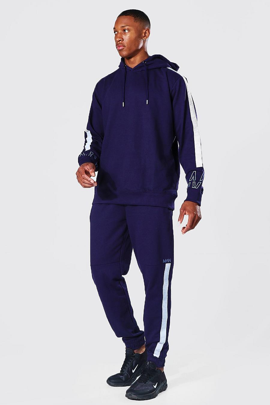 Navy Man Active Tracksuit With Tape Detail image number 1