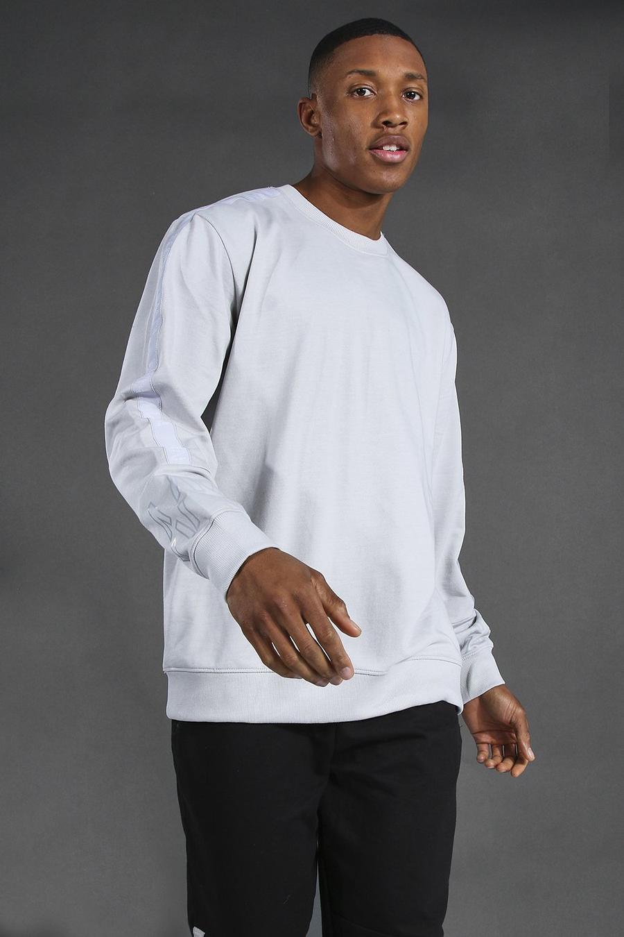 Oversize Man Active Sweatshirt mit Streifen, Grey image number 1
