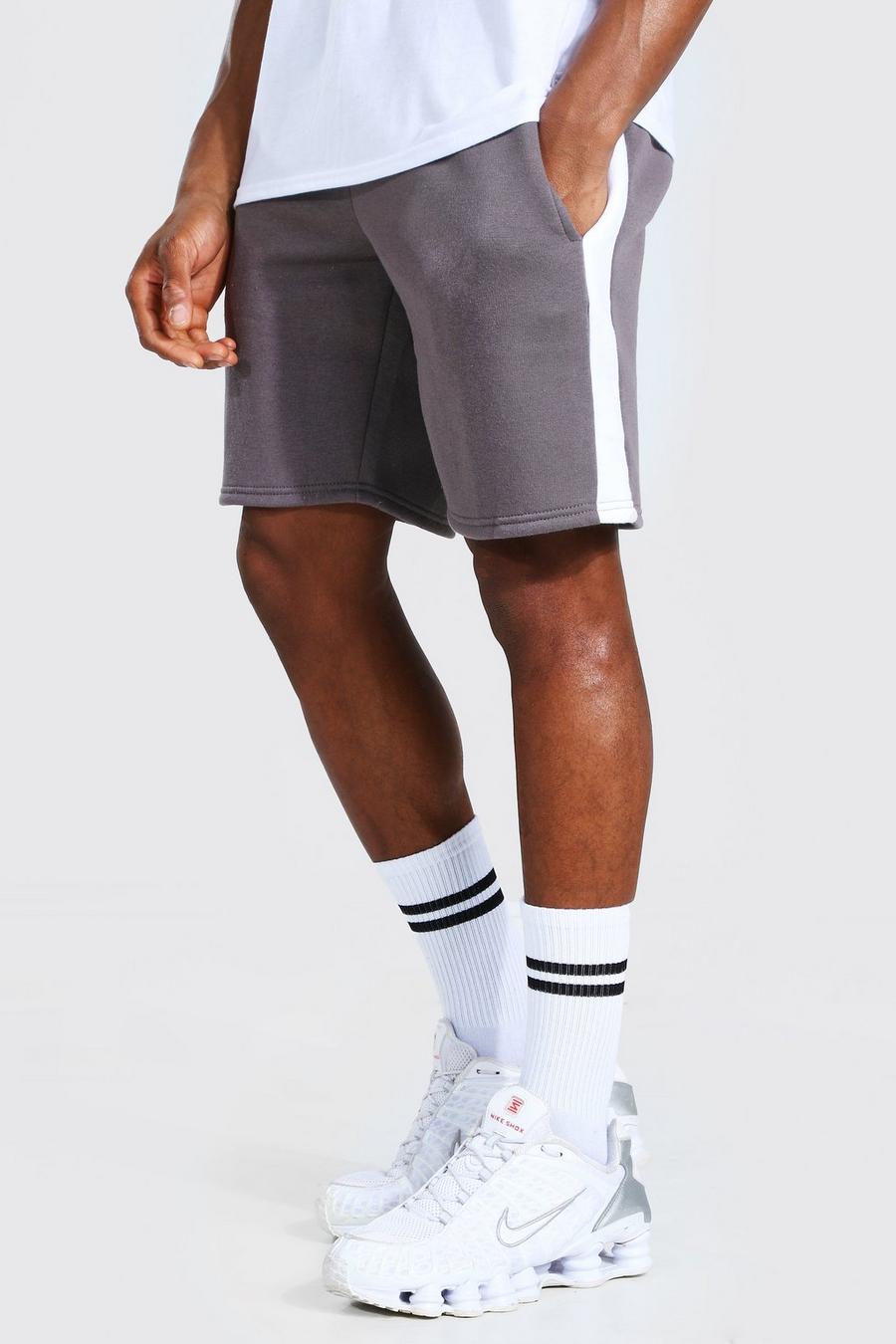 Charcoal Basic Mellanlånga shorts med sidopaneler image number 1