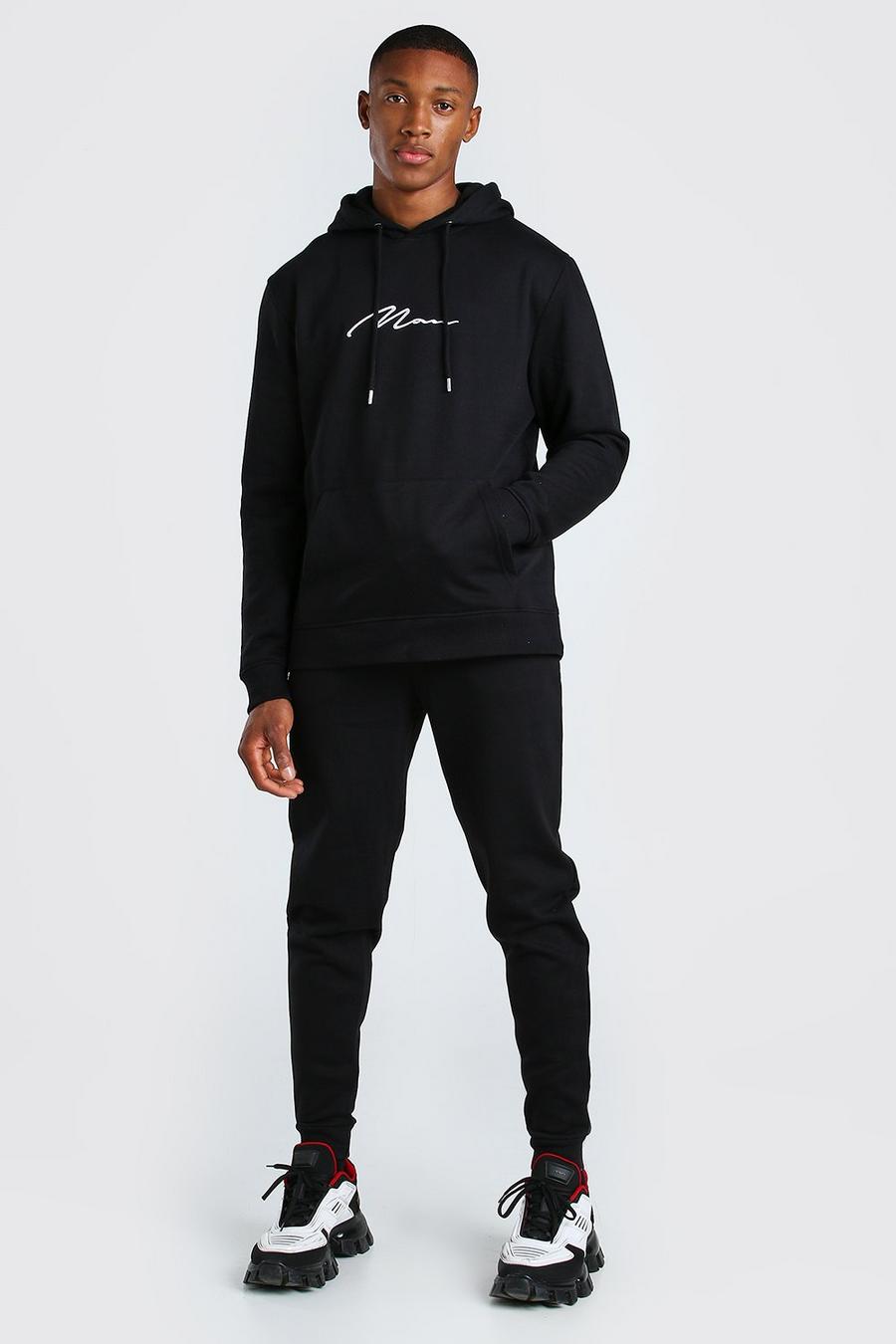Black Man Signature Embroidered Hooded Tracksuit image number 1