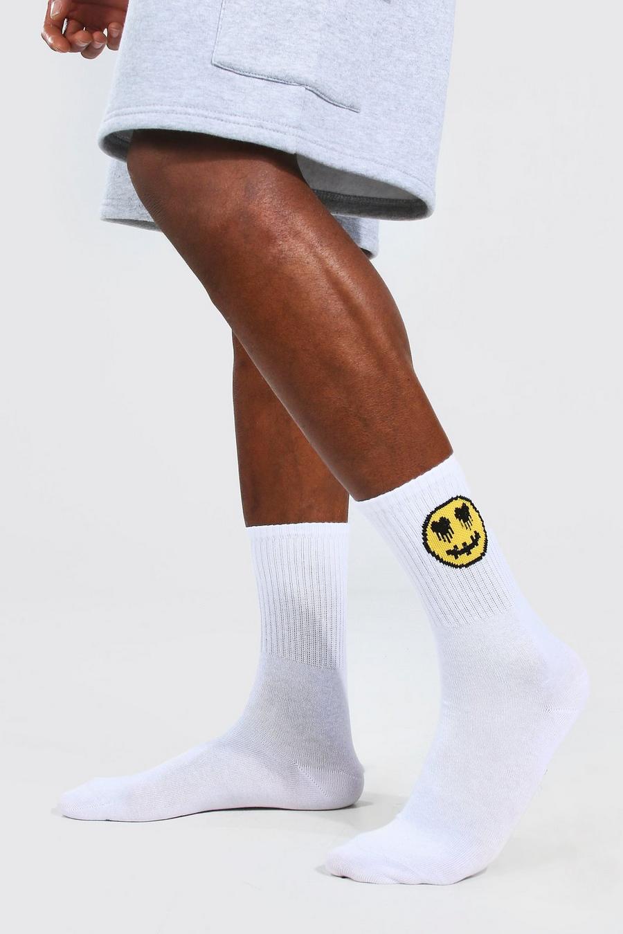 Socken mit „Drip Face“-Print, 2er-Pack, Weiß image number 1