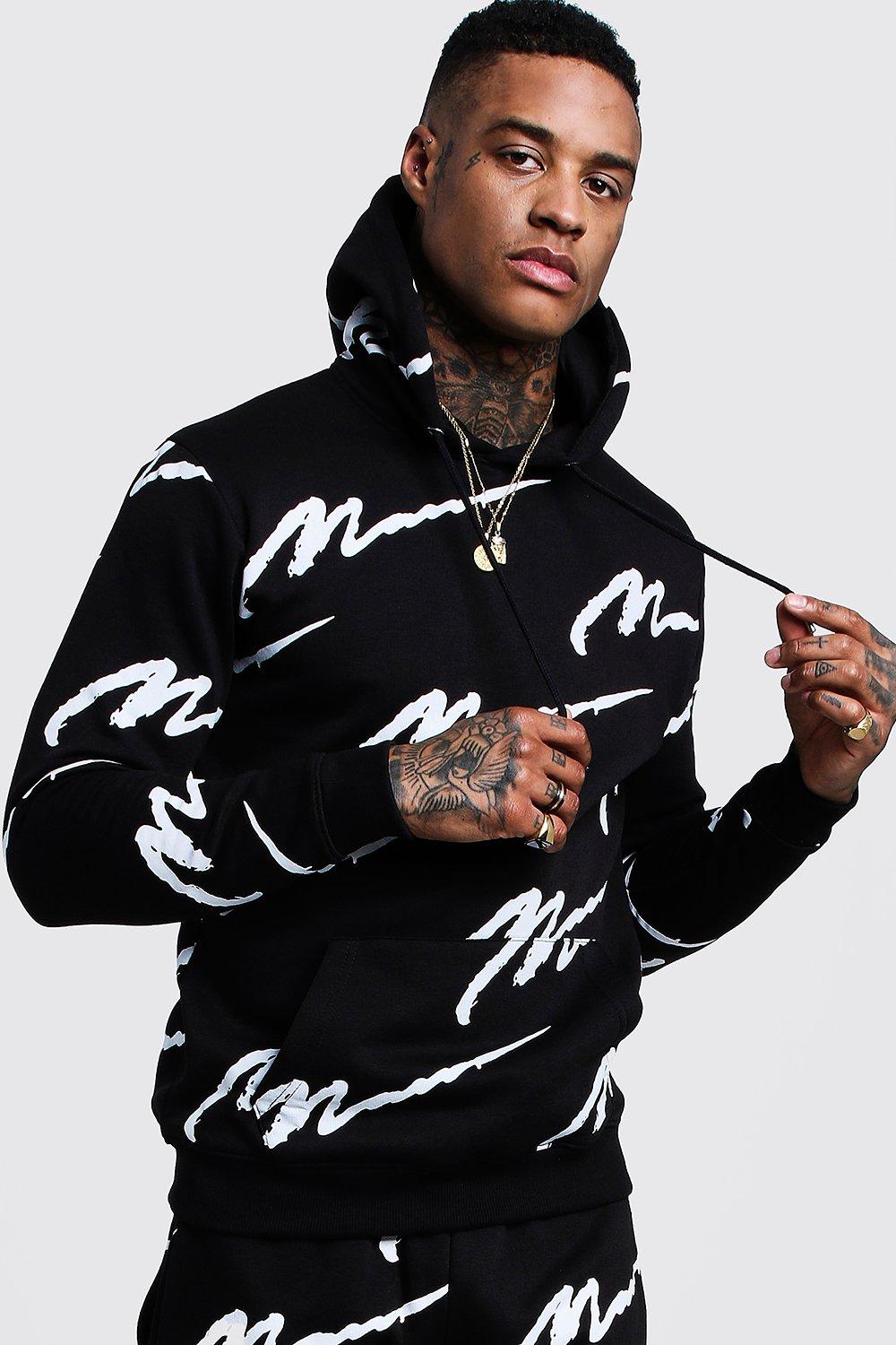 All Over Man Printed Hooded Tracksuit boohoo USA