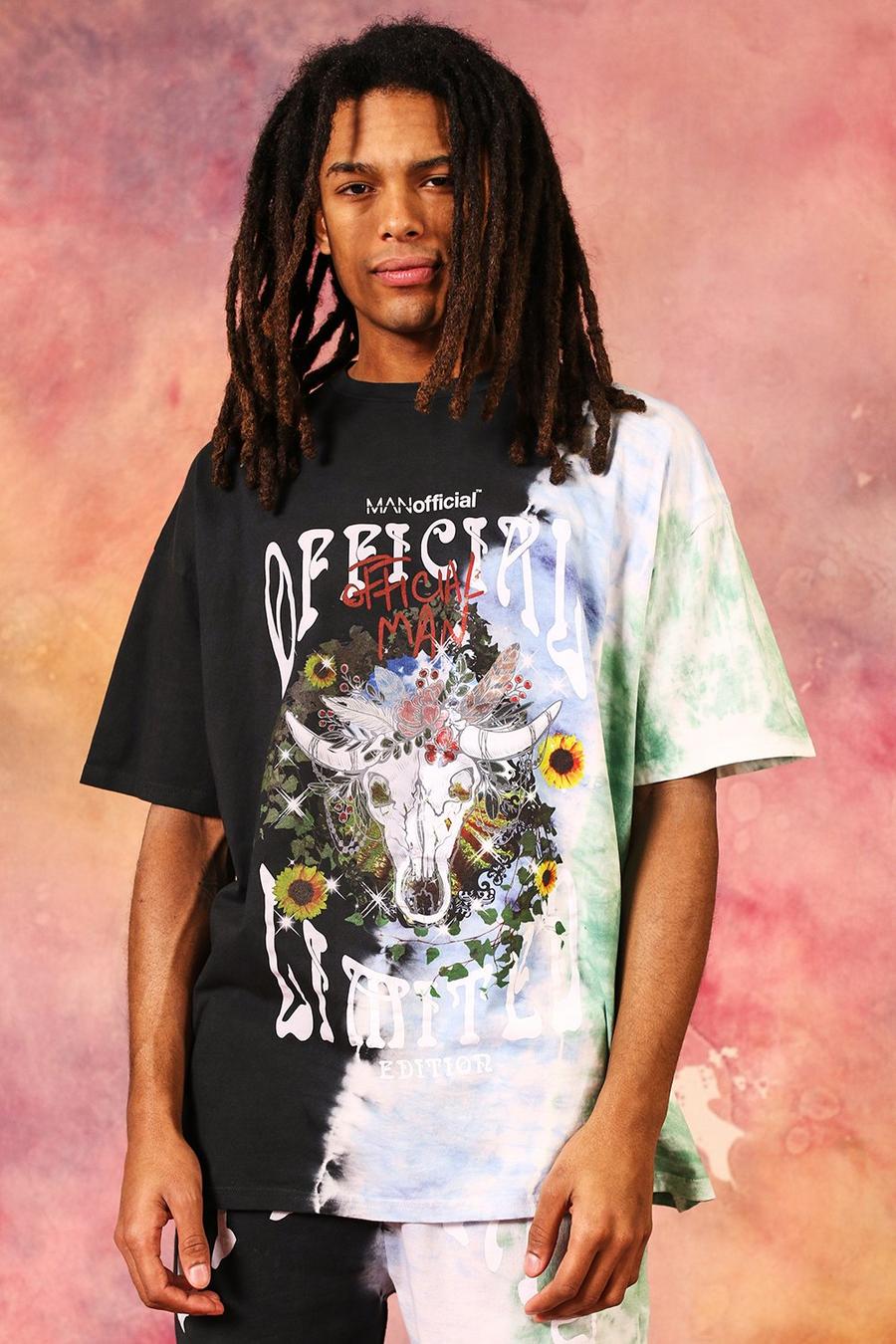 Black Oversized Official Graphic Tie Dye T-shirt image number 1