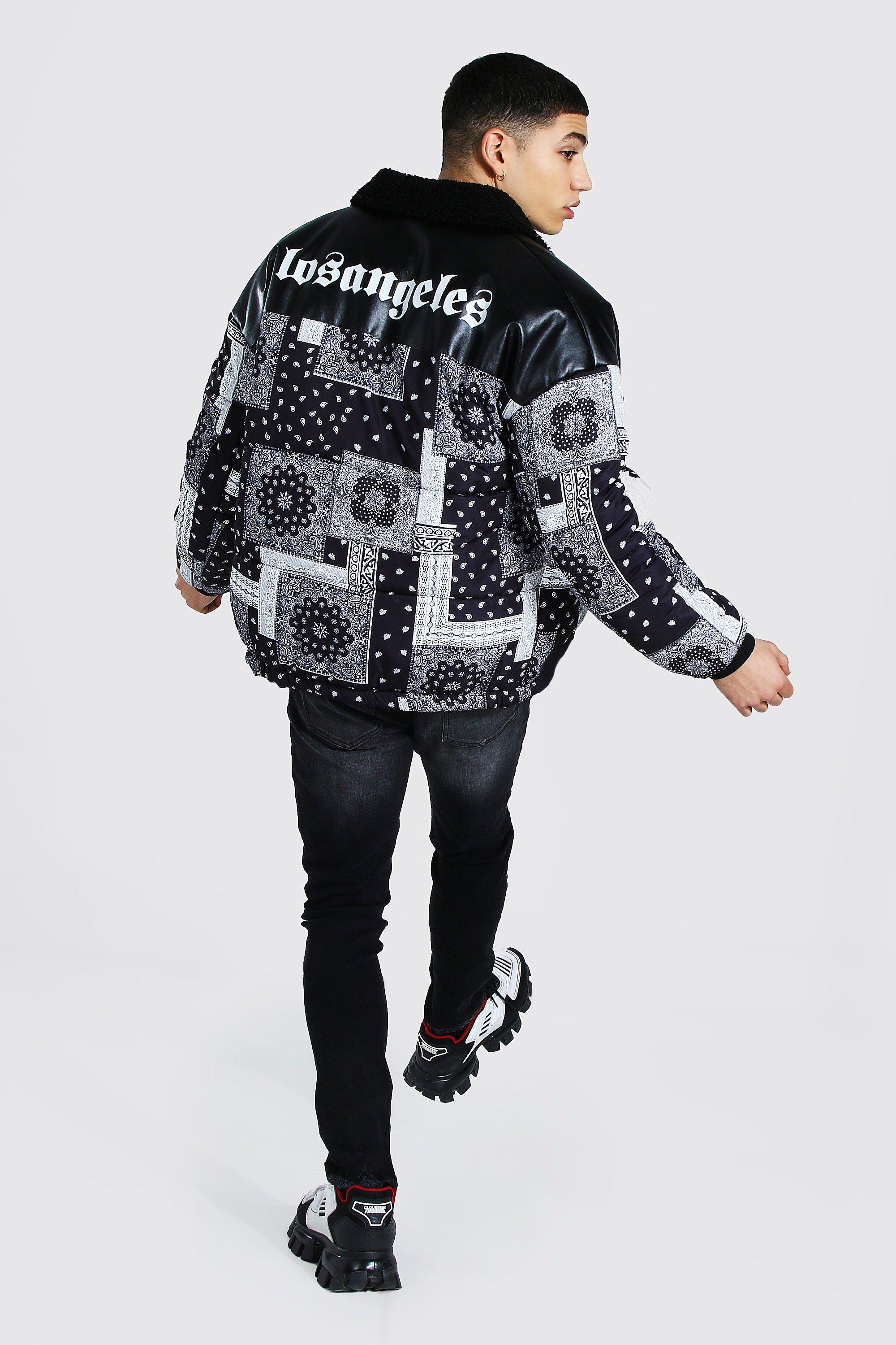 bandana print puffer jacket