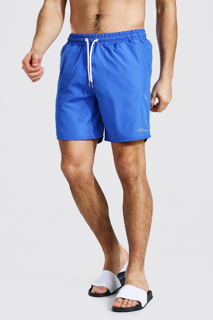 Costume a pantaloncino di media lunghezza con firma Man, Blu reale image number 1