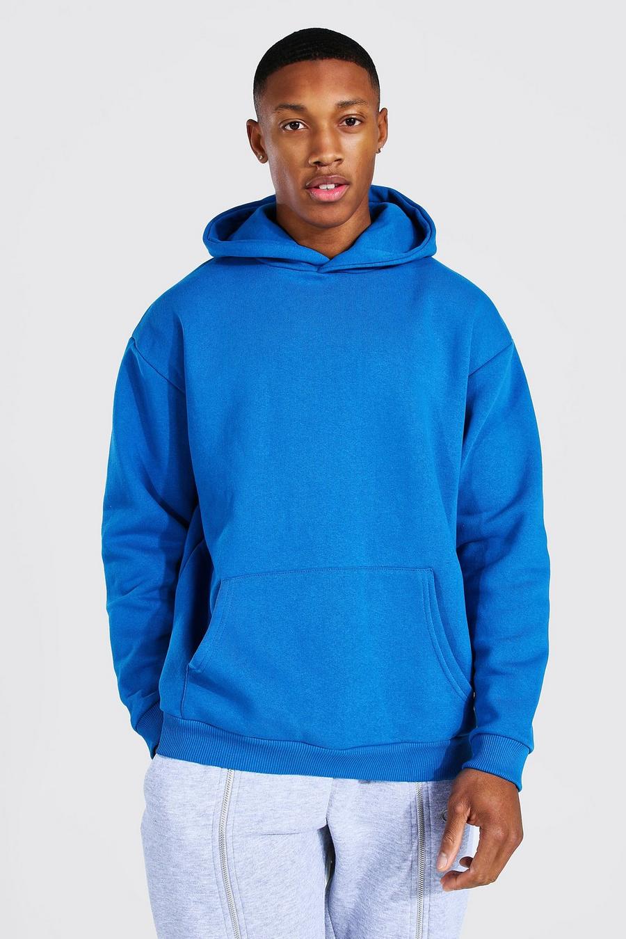 Blue Oversized Heavyweight Over The Head Hoodie image number 1