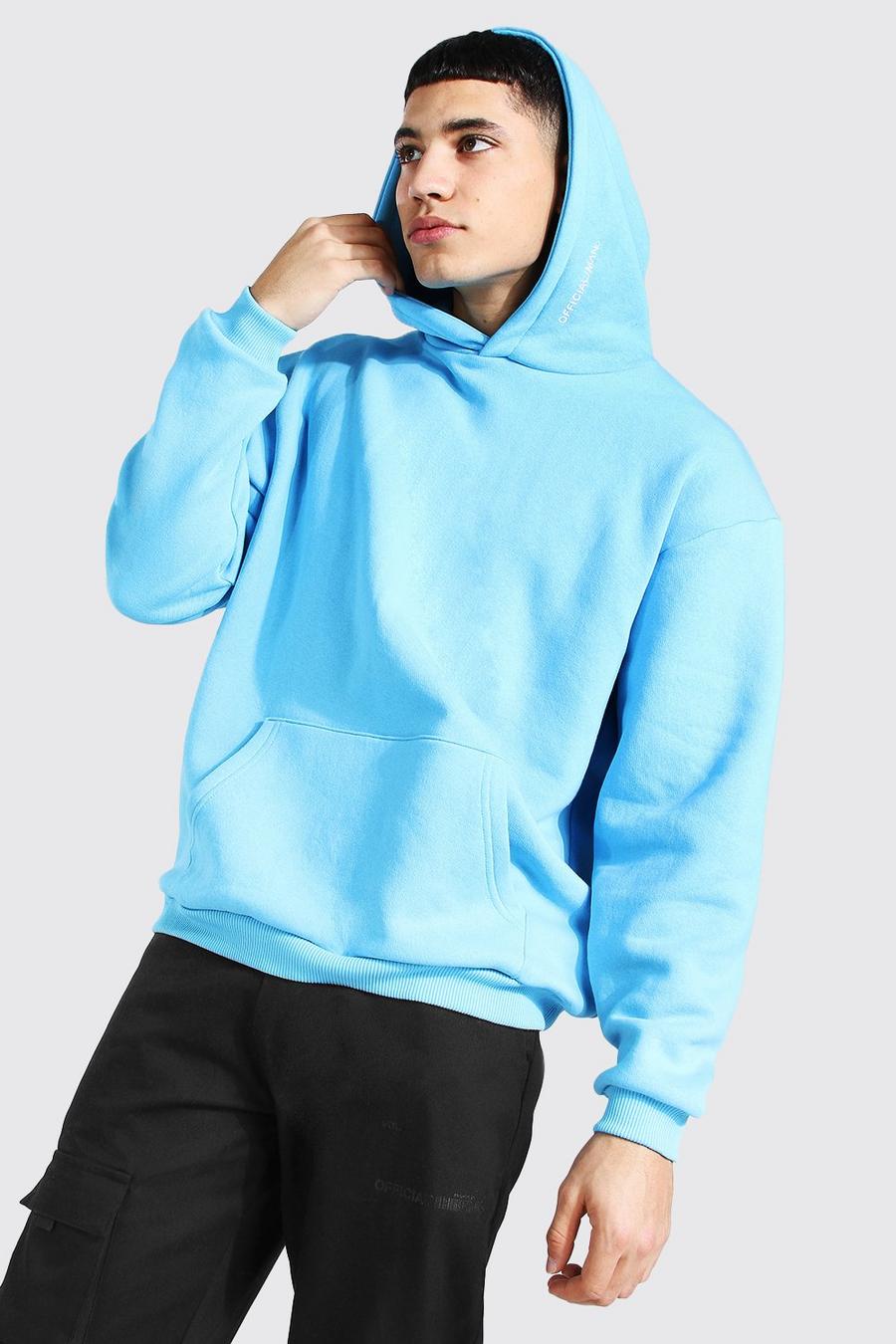 Bright blue MAN Official Oversize hoodie i tjockt tyg image number 1
