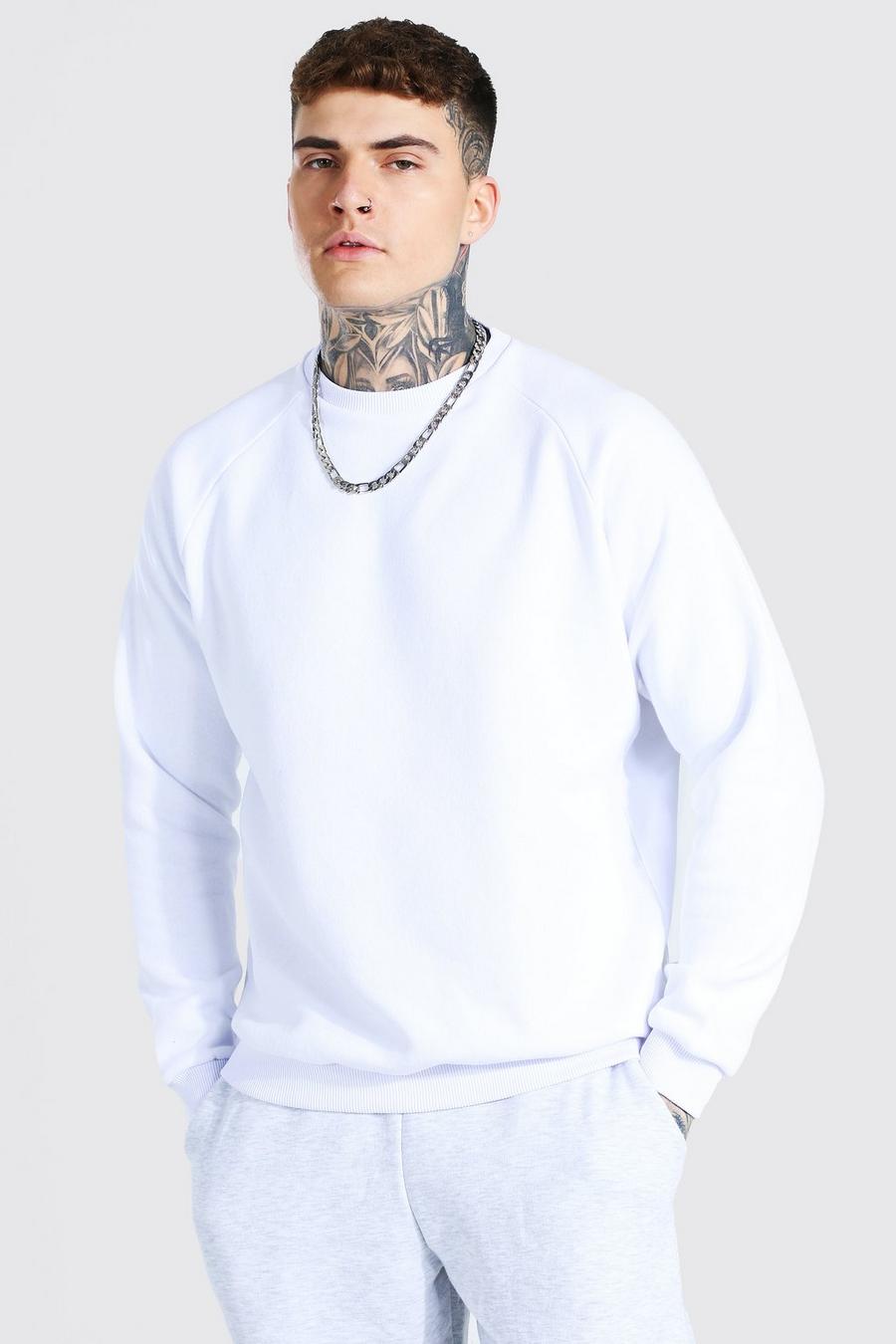 White Sweatshirt i tjockt tyg med raglanärm image number 1