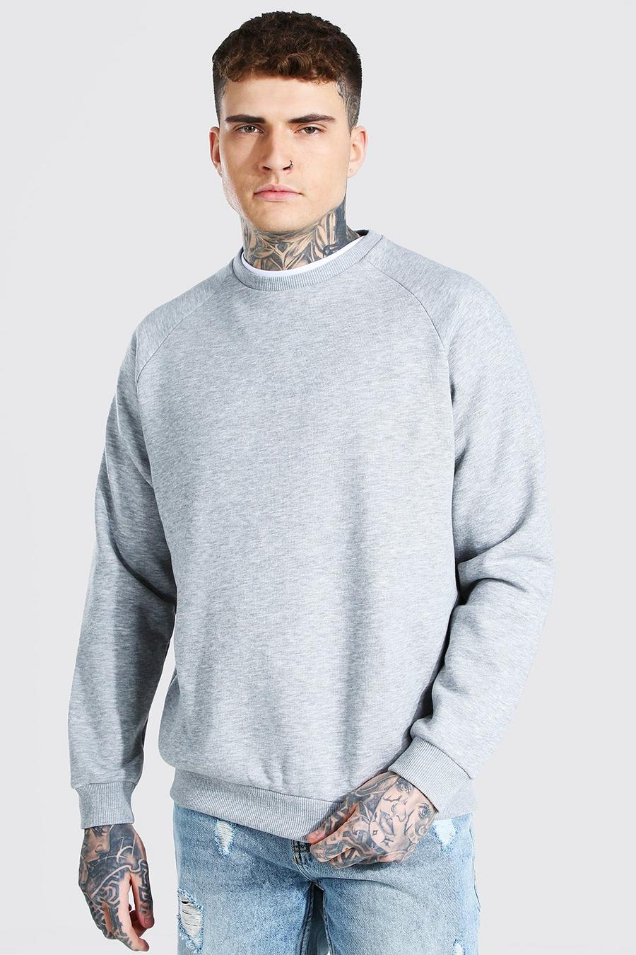 Schweres Sweatshirt mit Raglanärmeln, Grau meliert image number 1