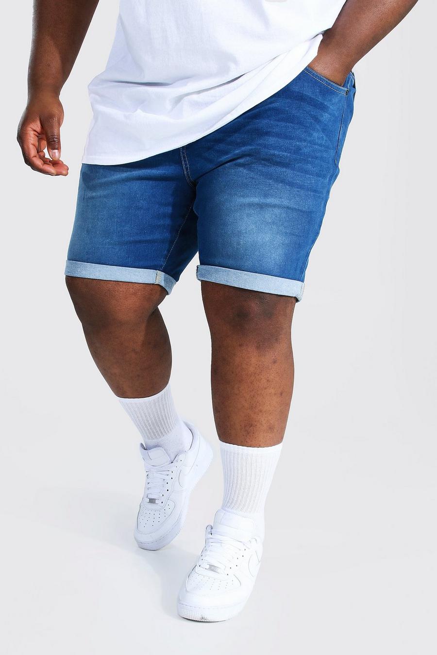 Mid blue Plus Size Skinny Fit Denim Shorts image number 1