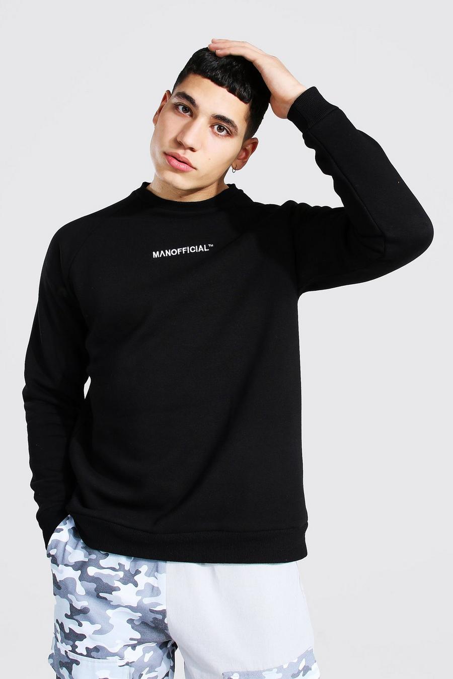 Black MAN Official Sweatshirt i tjockt tyg med raglanärm image number 1