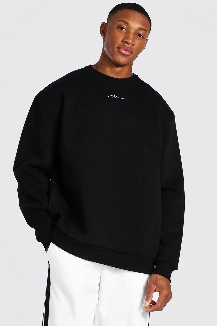 Black Oversized Man Signature Sweatshirt image number 1