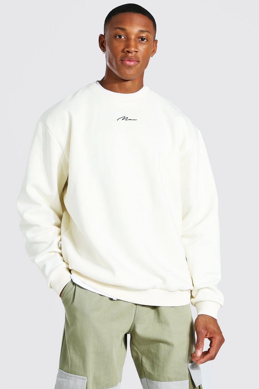 Ecru Man Signature Oversize sweatshirt image number 1