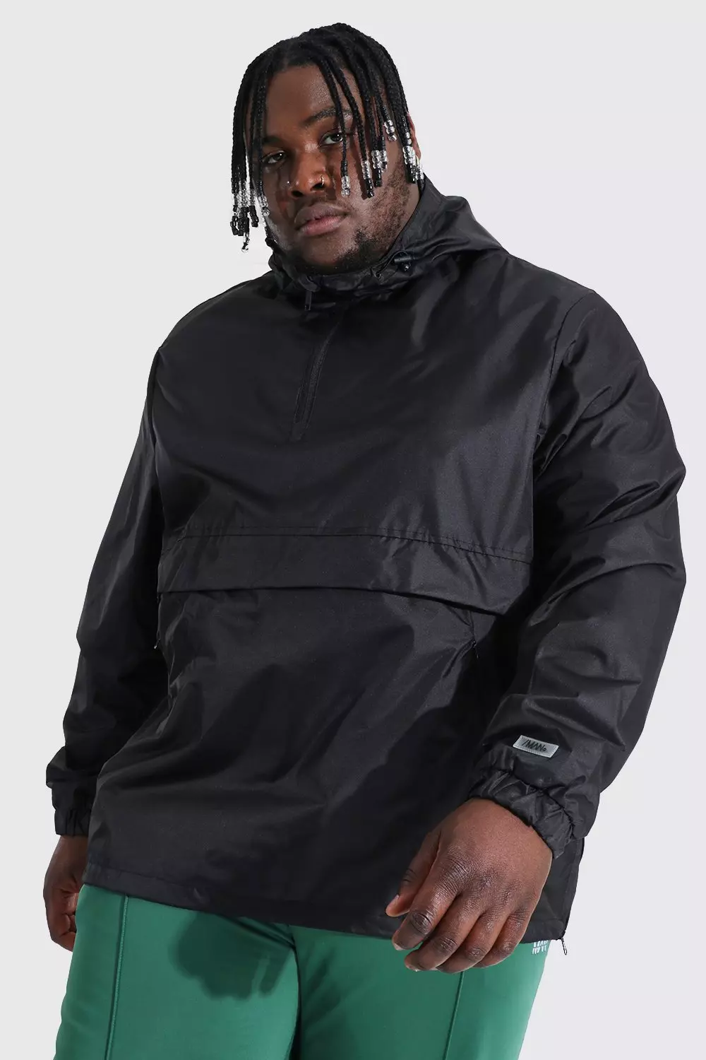 Black Plus Size Man Smart Packable Overhead Cagoule alternative image