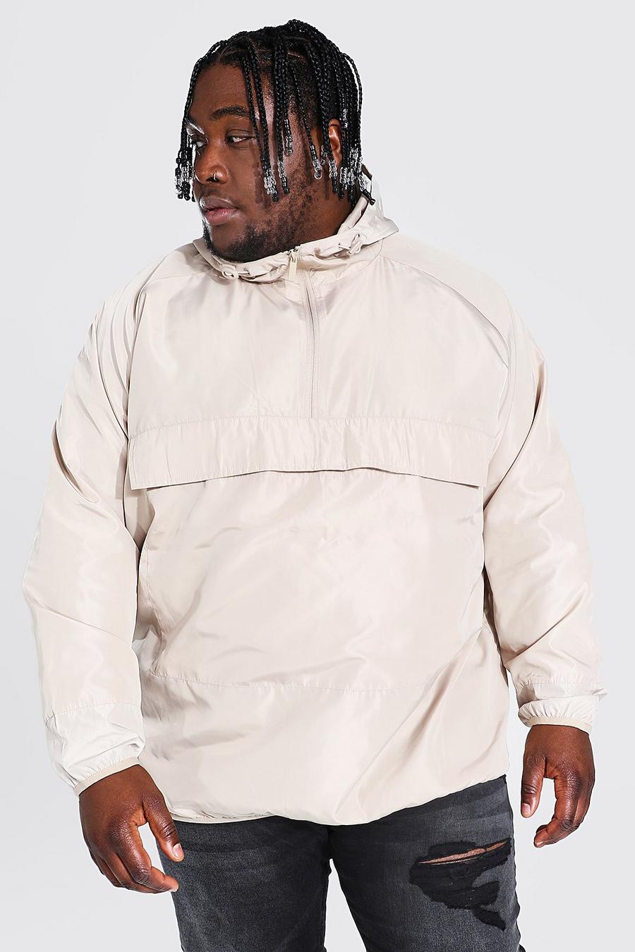 Stone Plus Size Hooded Lightweight Cagoule image number 1