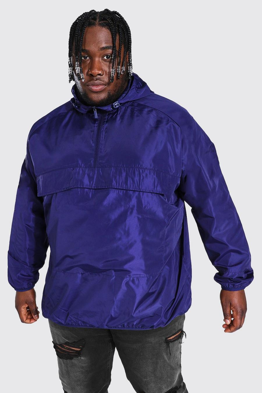 Navy Plus Size Hooded Lightweight Cagoule image number 1