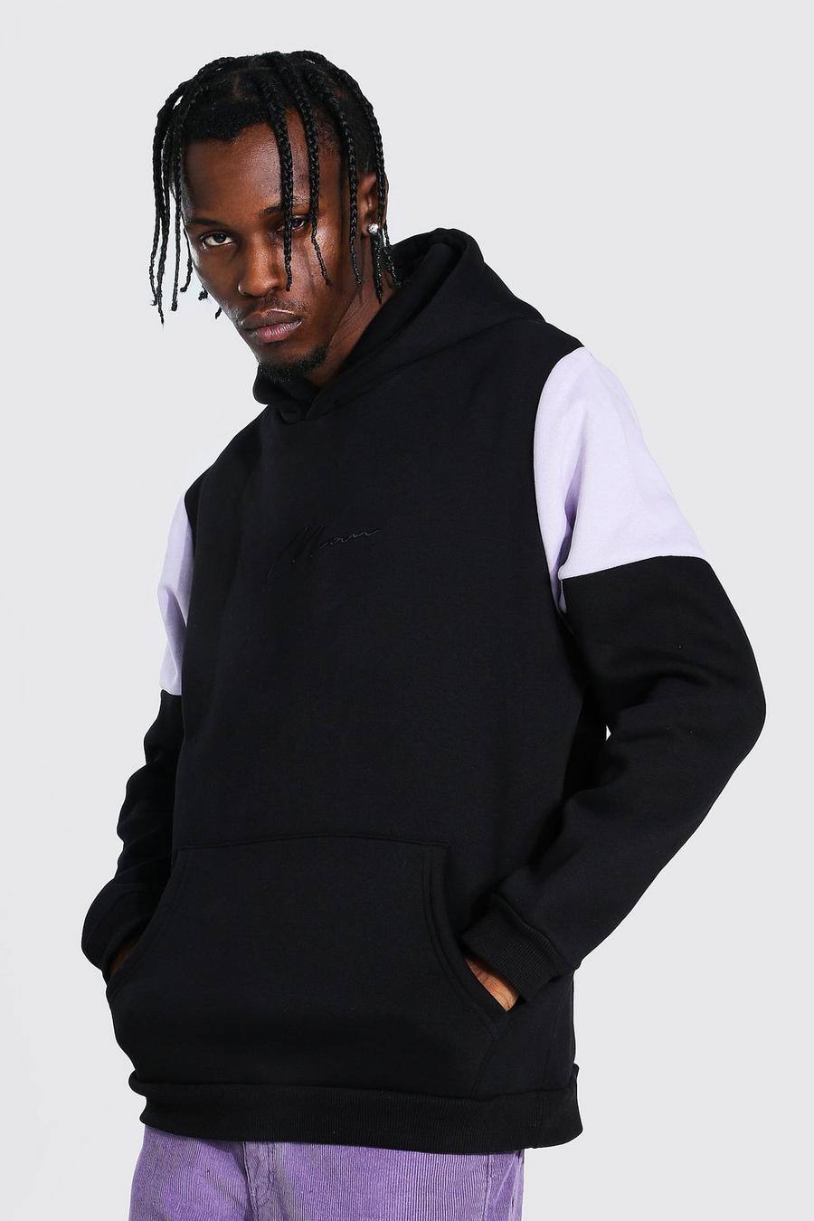 Lilac Man Signature Heavyweight Colour Block Hoodie image number 1