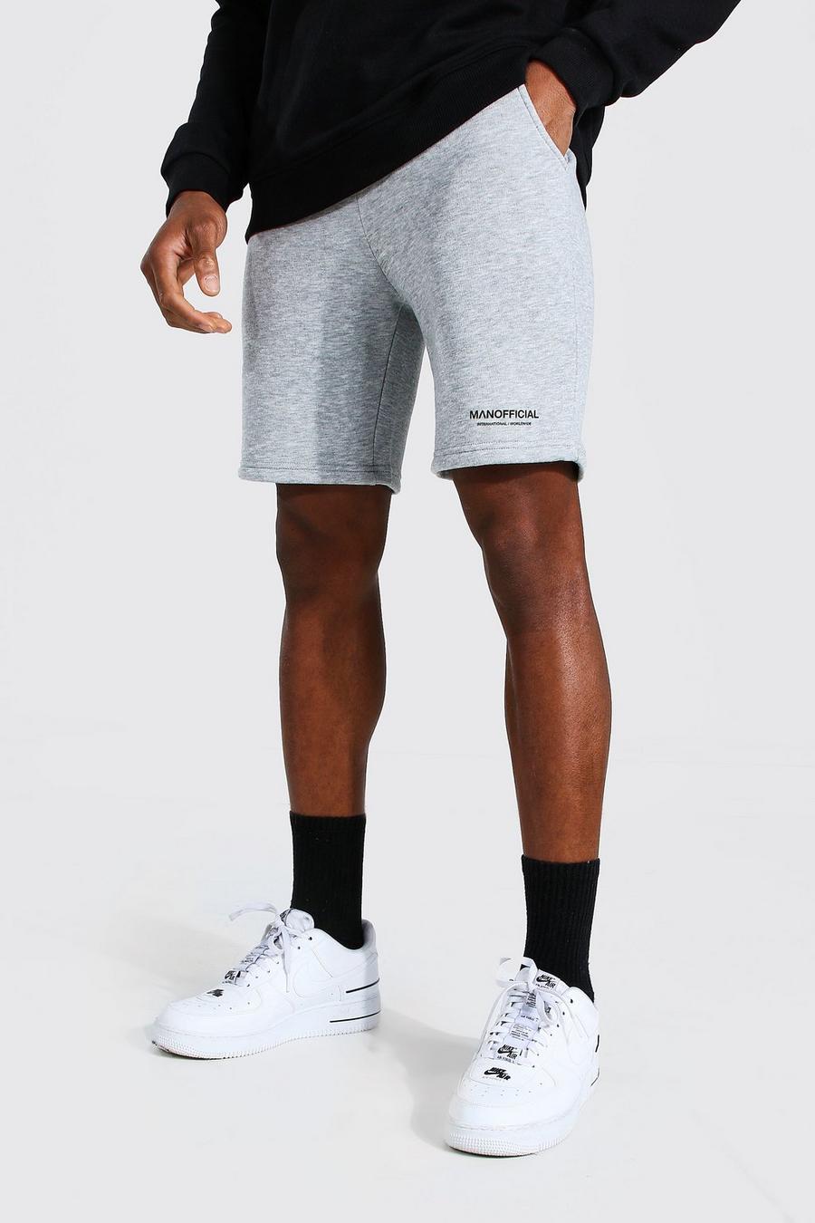 Pantalones cortos de punto medio ajustados en cintura Man Official, Marga gris image number 1
