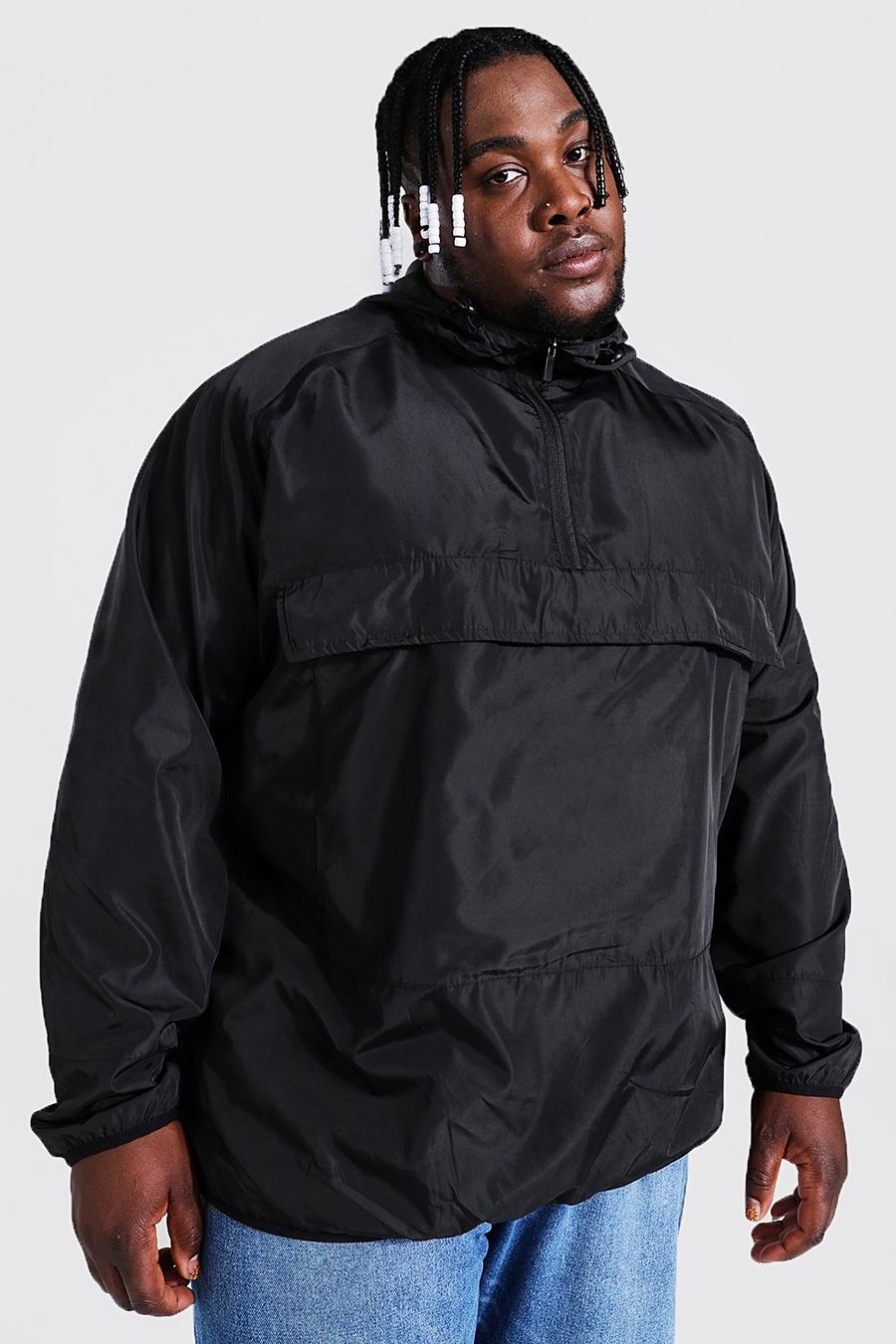Black Plus Size Hooded Lightweight Cagoule image number 1