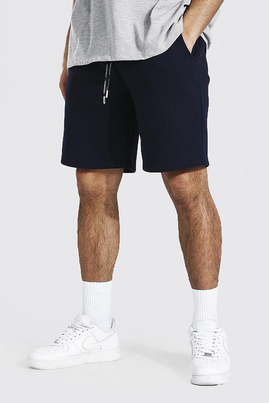 Pantalones cortos de punto de largo medio con cordones Man, Azul marino image number 1
