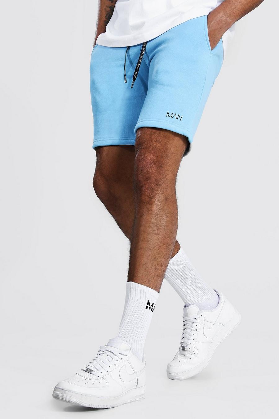 Blue Original Man Strakke Middellange Jersey Shorts Met Taille Band Detail image number 1