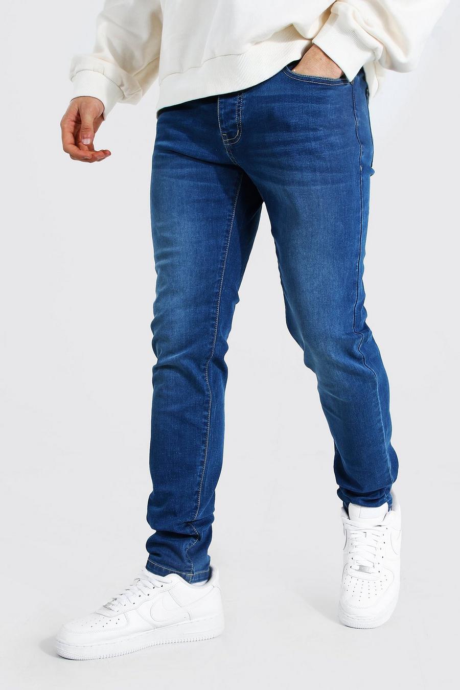 כחול ביניים מכנסי ג'ינס סקיני נמתחים image number 1