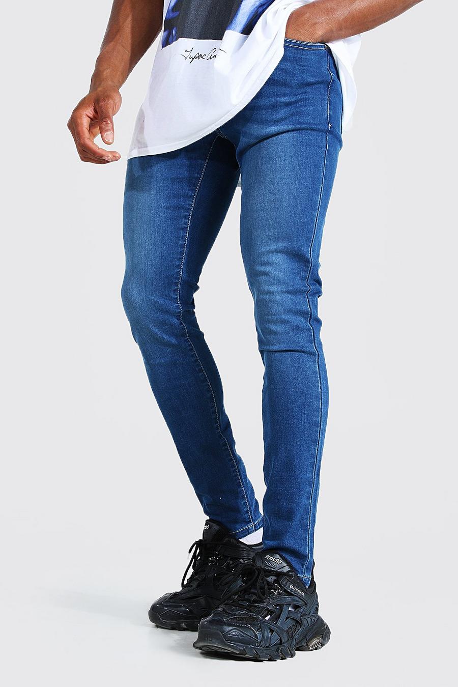 כחול ביניים סופר סקיני ג'ינס מבד נמתח image number 1