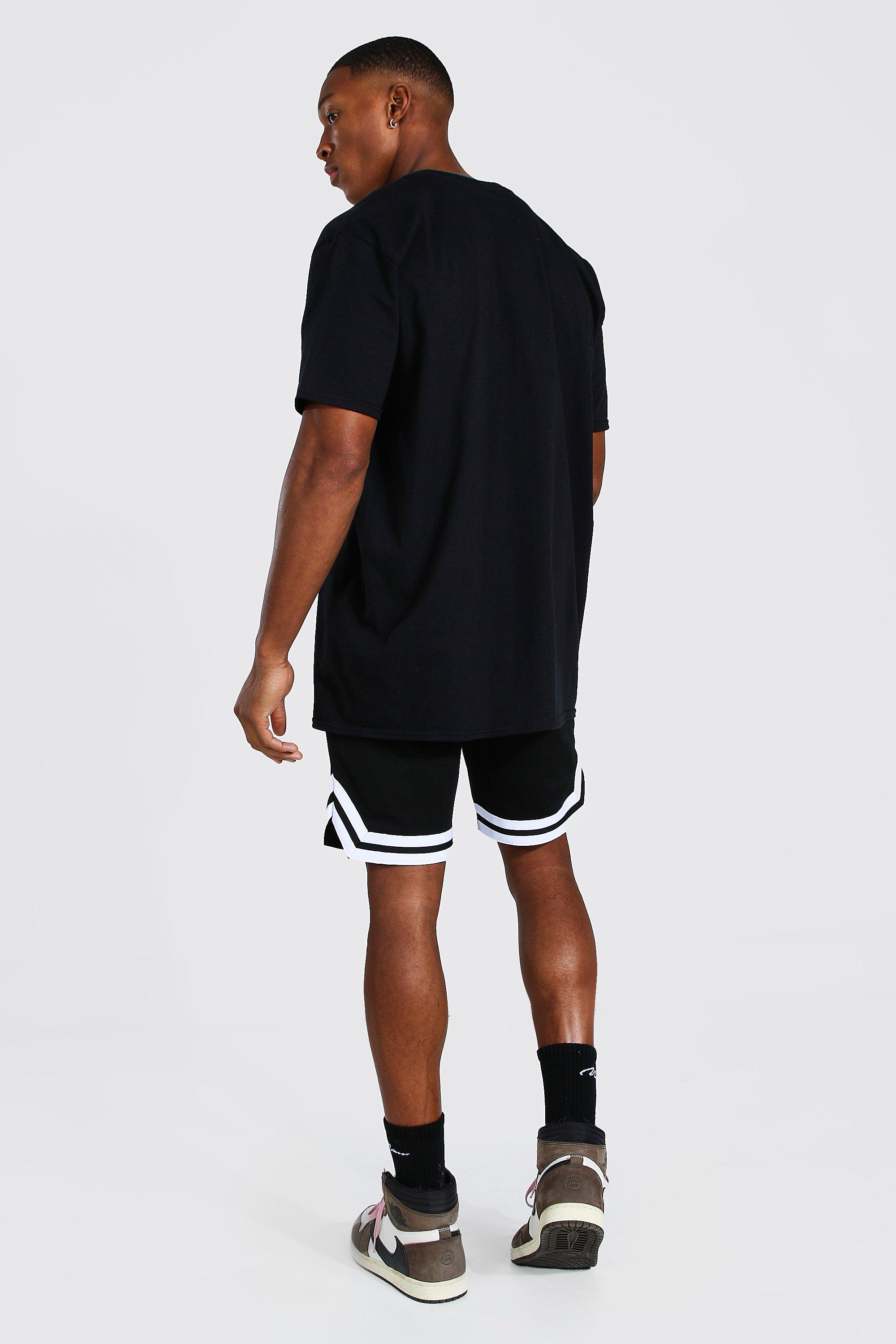 Short Length Mesh Basketball Shorts With Tape