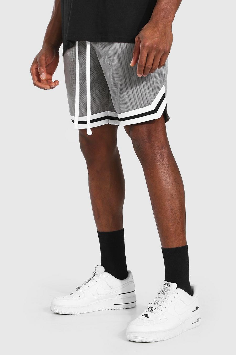 Charcoal Mesh Basketball Shorts With Tape image number 1