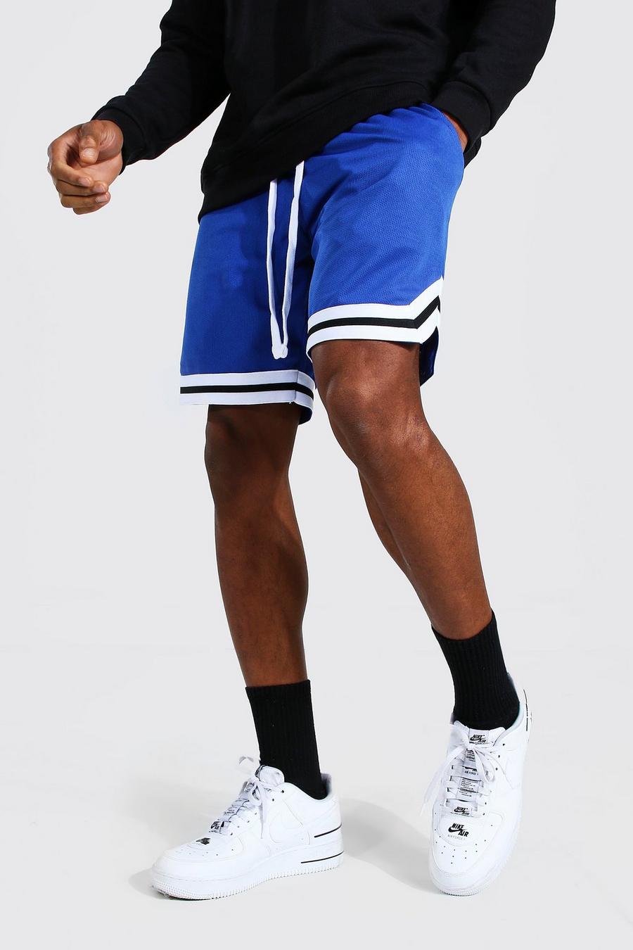 Blue bleu Mesh Basketball Shorts With Tape image number 1