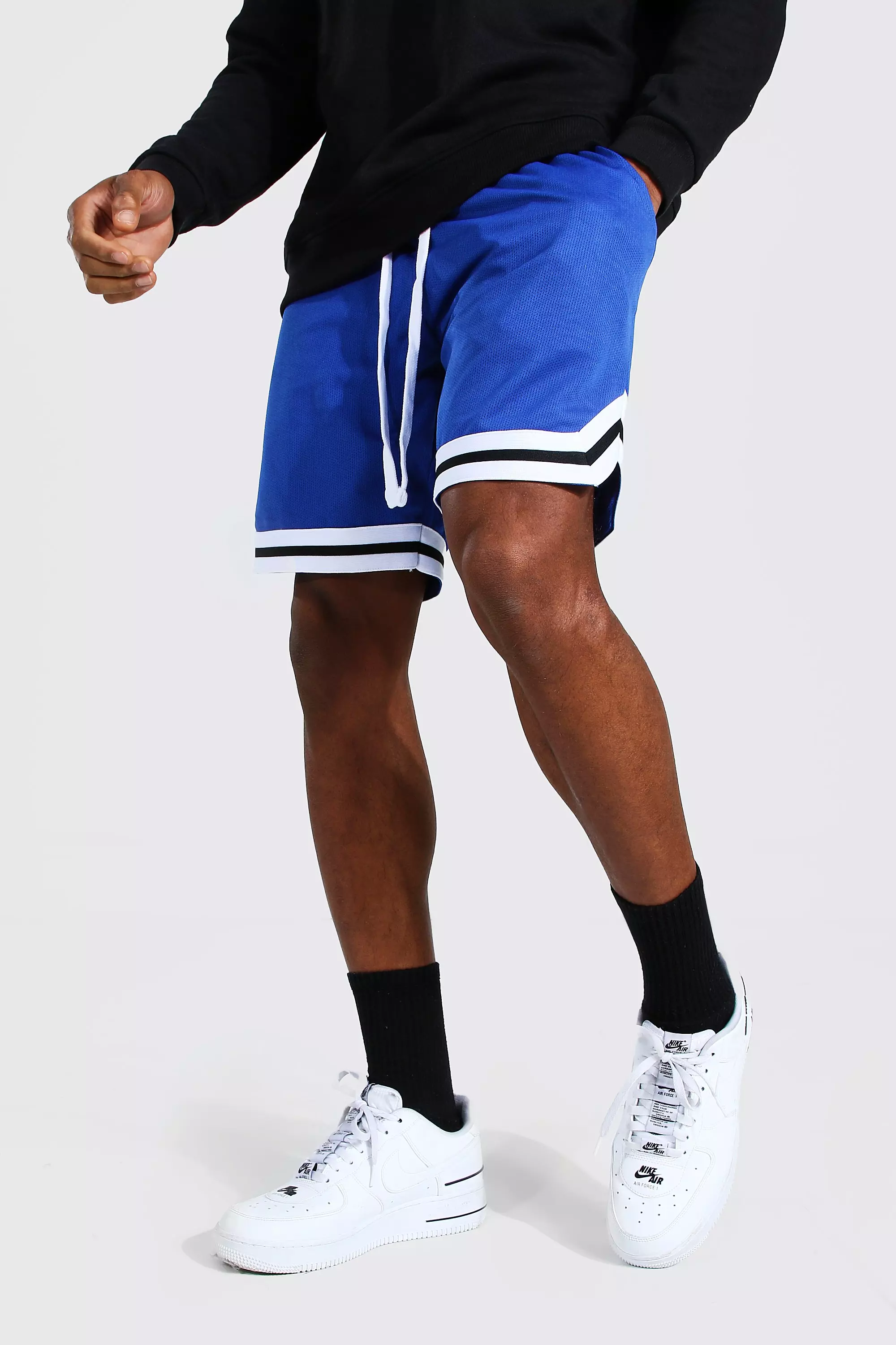 Short Length Mesh Basketball Shorts With Tape