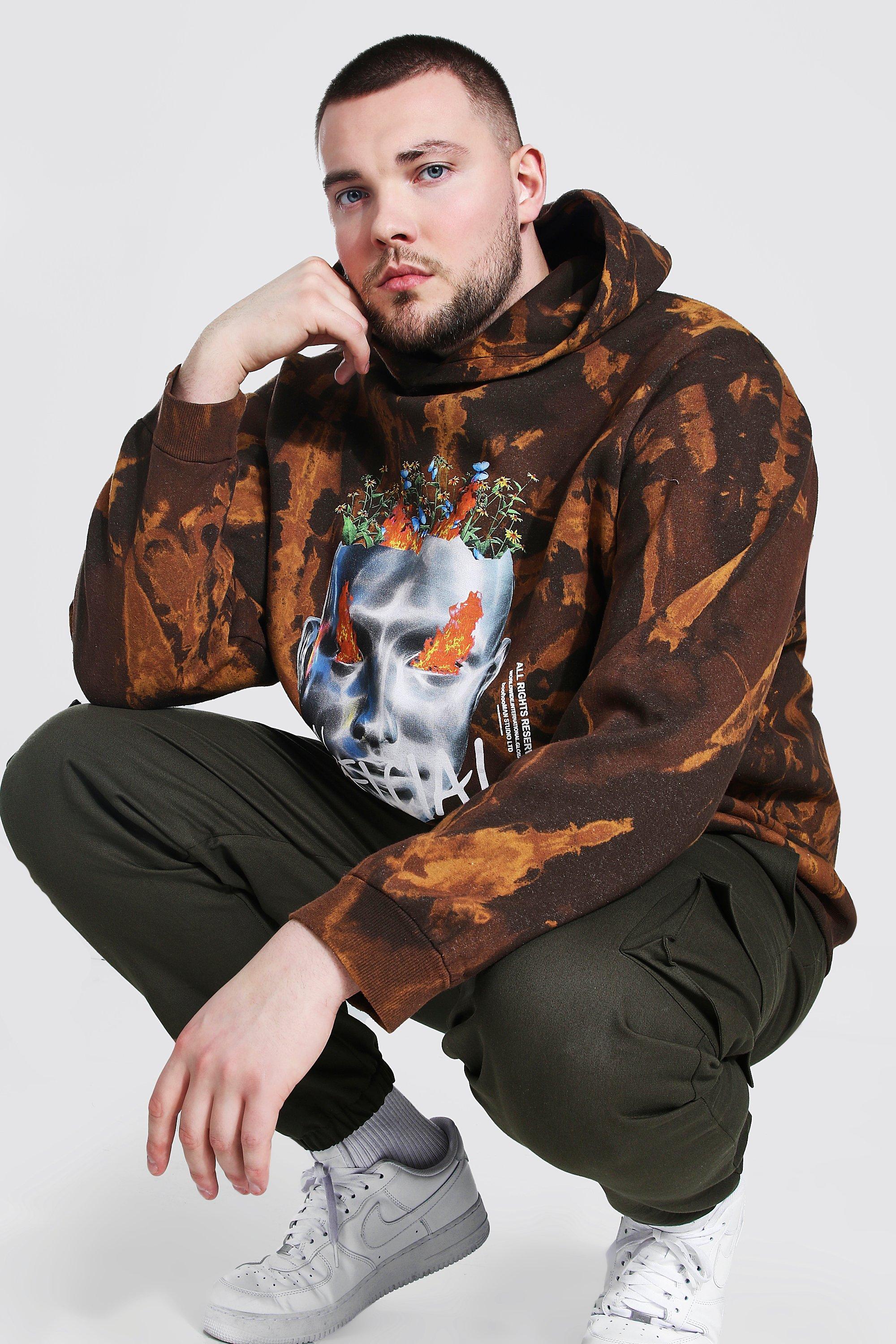 Plus size tie store dye hoodie uk