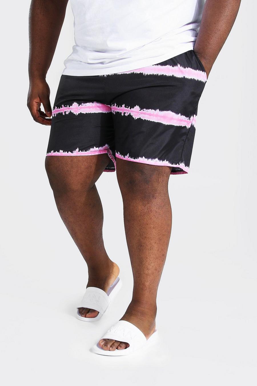 Costume a pantaloncino Plus Size con stampa effetto tie dye, Nero image number 1