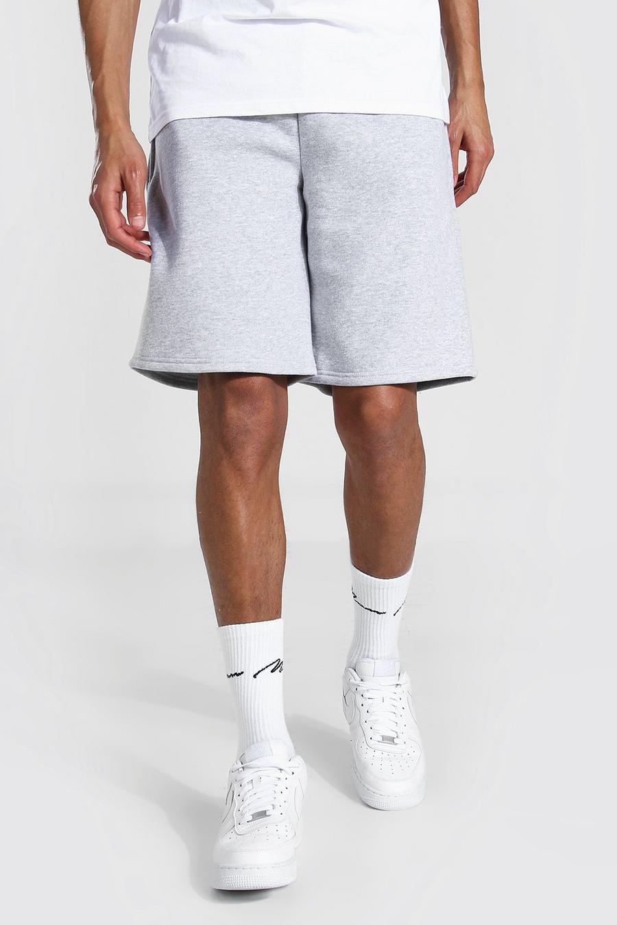 Pantalones cortos de punto anchos de largo medio básicos, Marga gris image number 1