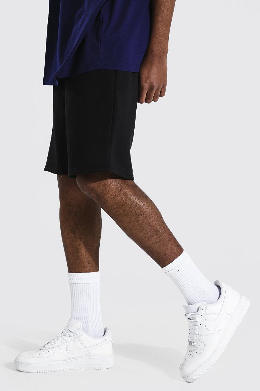 Black Tall Basic Mid Length Jersey Shorts image number 1