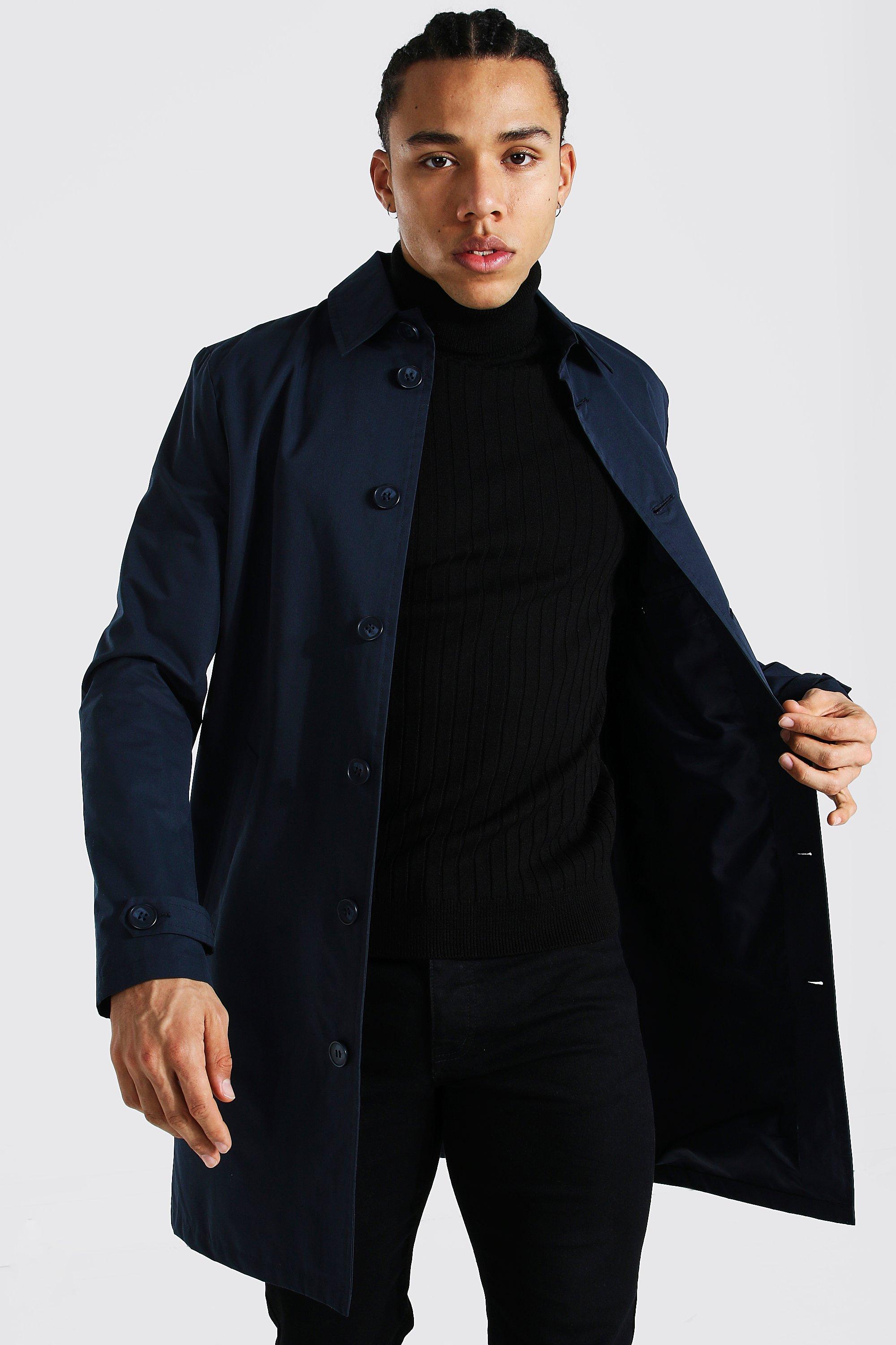 single breasted twill mac navy