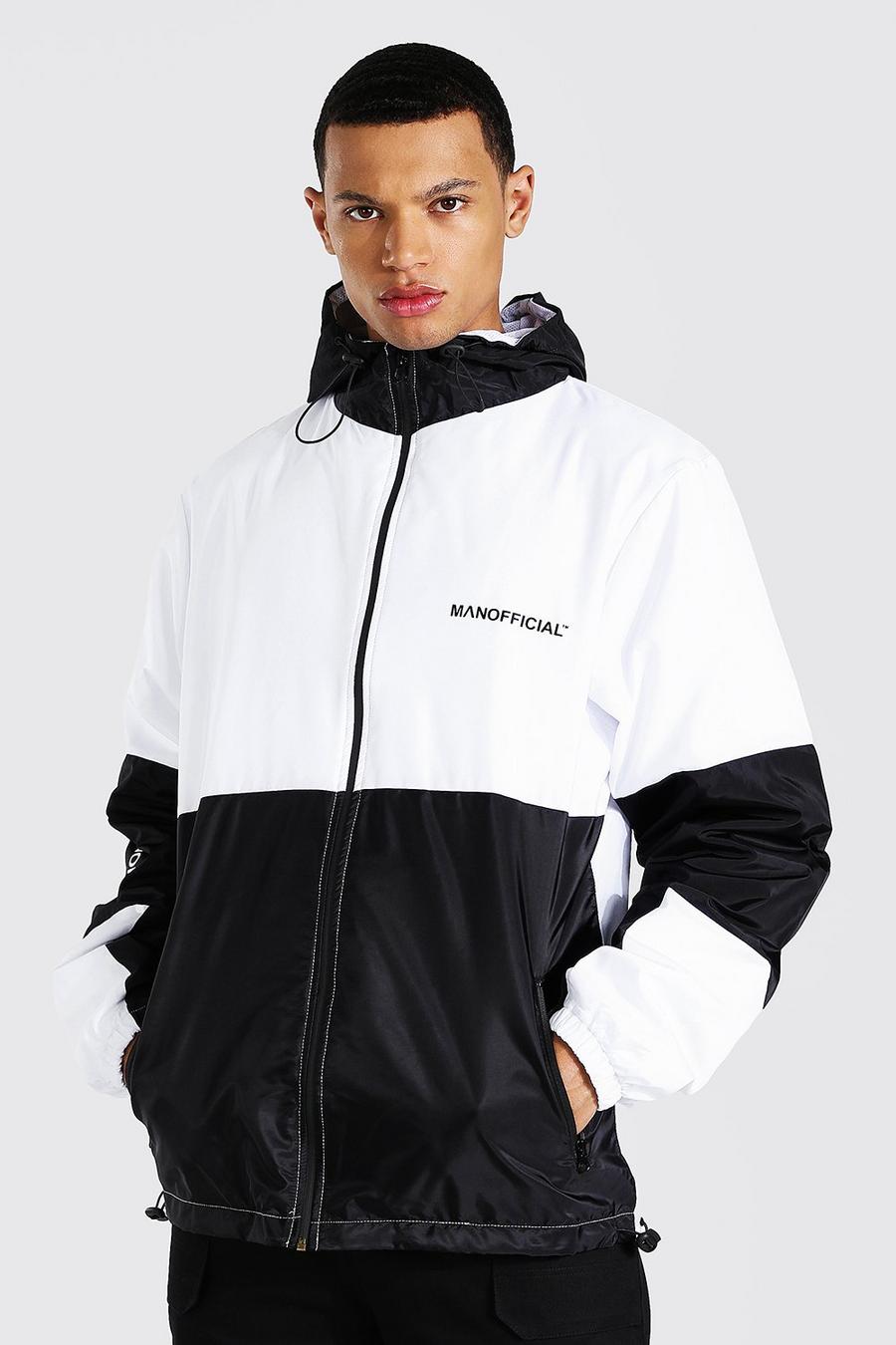 White Tall Colour Block Sleeve Detail Cagoule image number 1