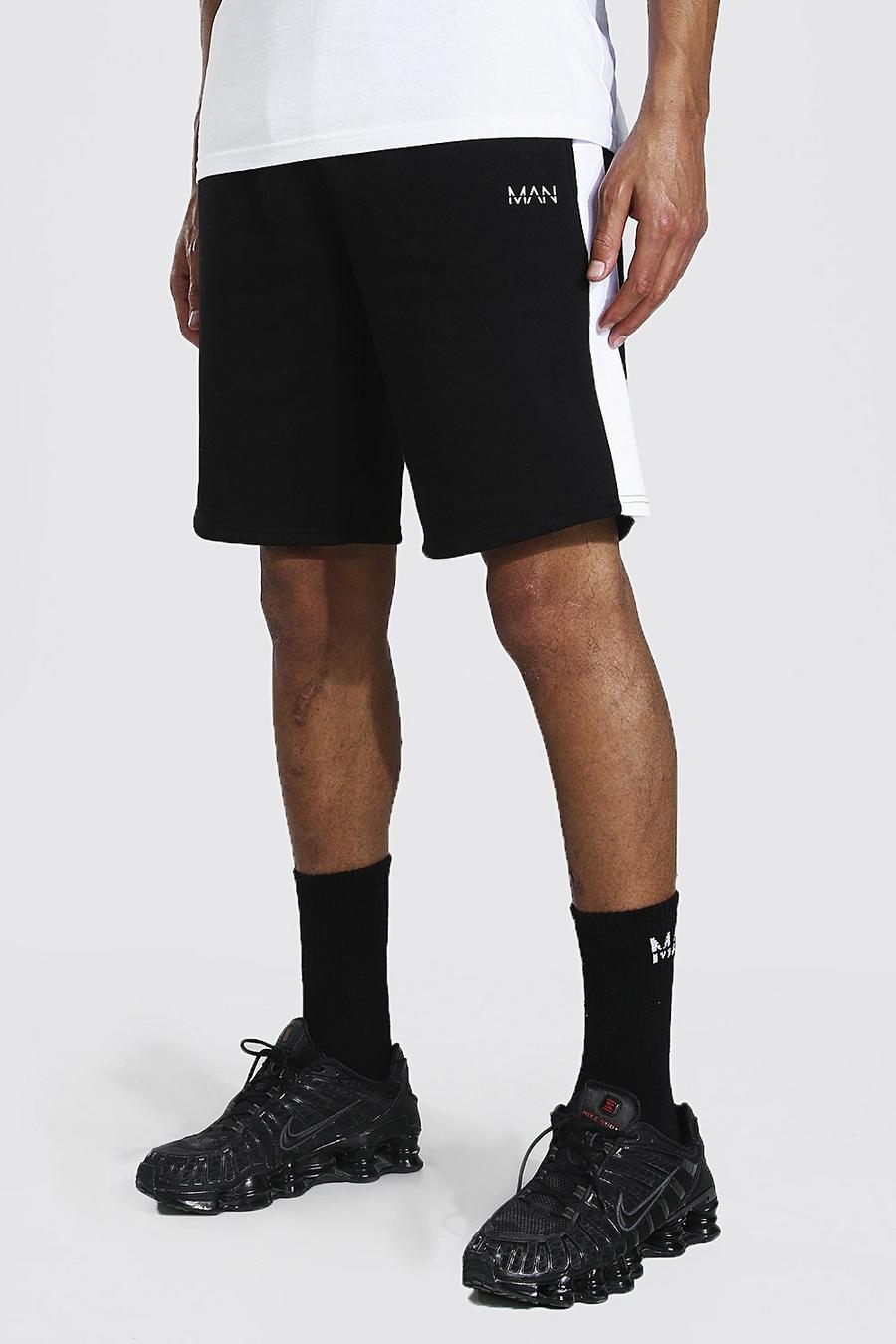 Black Tall Middellange Jersey Man Shorts Met Zijpaneel image number 1