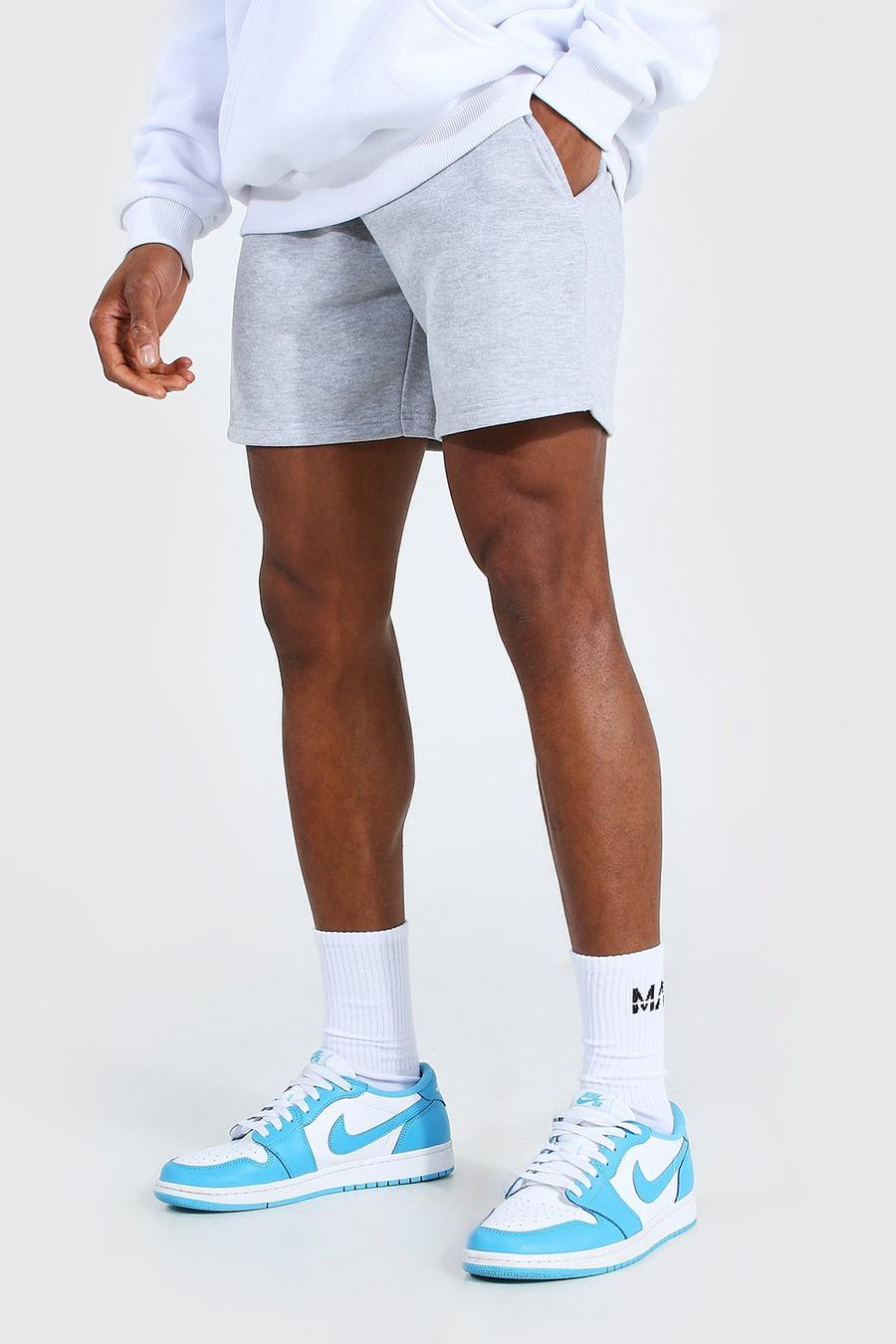 Basic, kurze, reguläre Jersey-Shorts, Grau meliert image number 1