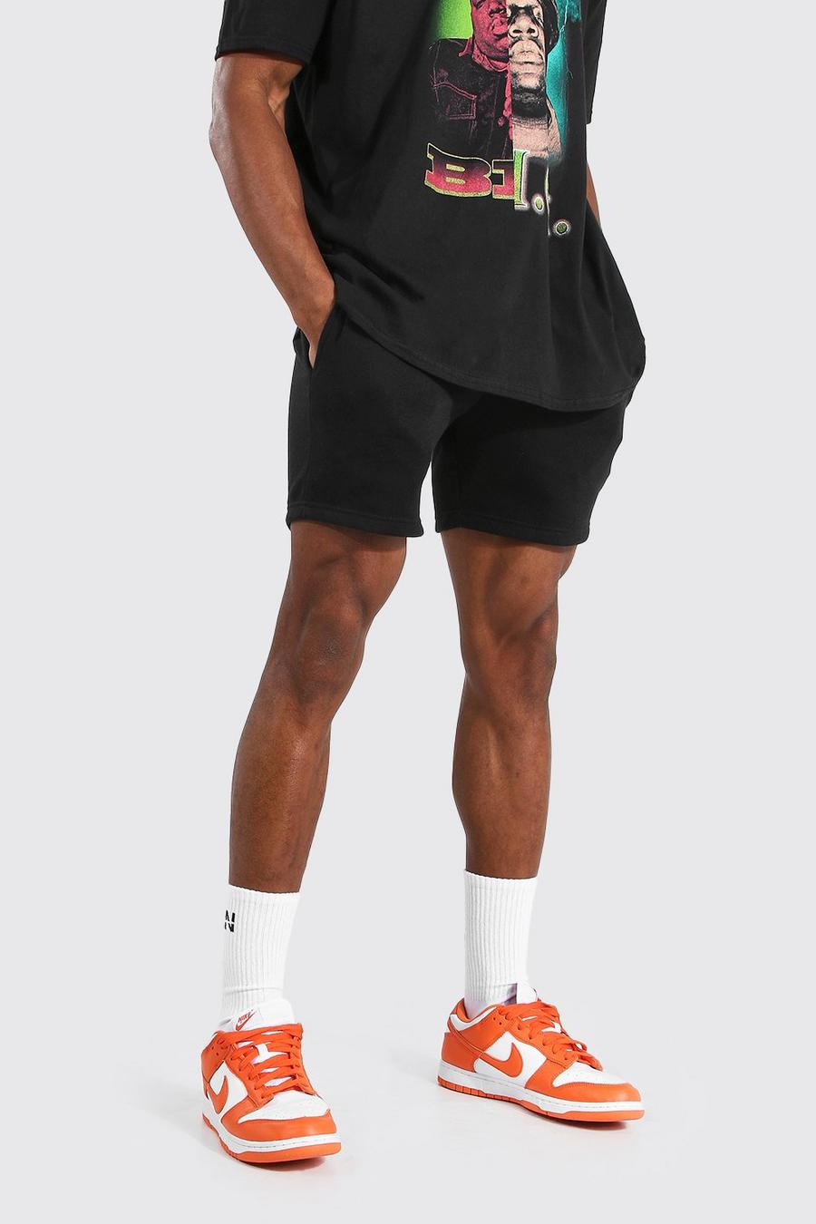 Black Basic Korta jerseyshorts i slim fit image number 1